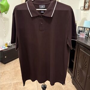 H&M Dark Brown Polo Shirt with White Trim